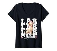 Mujer Lab Squad Labrador Dog Girl Coquette Bow Rosa Camiseta Cuello V