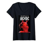 Mujer Labio Superior rígido Live AC/DC Devil Horns Camiseta Cuello V