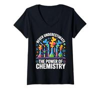 Mujer Laboratorio de Química Reacciones Estudiante de Ciencias Qu Camiseta Cuello V
