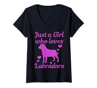 Mujer Labrador Dog Just A Girl Who Loves Labradors Lab Mamá Regalo Camiseta Cuello V