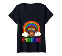 Mujer Labrador Dog LGBT Rainbow Gay Lesbian Funny LGBT Pride Camiseta Cuello V