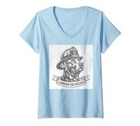 Mujer Labrador Fire Brigade Dog Firefighter Vintage Style Camiseta Cuello V