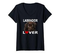 Mujer Labrador Lover Chocolate Lab Dog Puppy Love Camiseta Cuello V