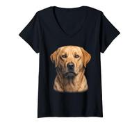 Mujer Labrador Retriever Cara Animal Cachorro Vida Silvestre Naturaleza Camiseta Cuello V