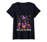 Mujer Labrador Retriever Halloween Puppy Is Too Cute To Spook Camiseta Cuello V