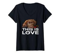 Mujer Labrador Retriever marrón This Is Love de Chocolate Lab Camiseta Cuello V