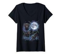 Mujer Labrador Retriever Moonlight Lightning Art Dog Vintage de los 90 Camiseta Cuello V
