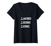 Mujer Lache Liebe Libe, Spruch Wassersport Maritim Anker, Küste, Camiseta Cuello V