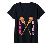 Mujer Lacrosse Player LAX Girl Funny Goalie Portero Regalo Camiseta Cuello V