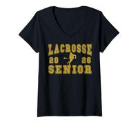 Mujer Lacrosse Senior Night Lacrosse Senior 2026 Graduación 25 Camiseta Cuello V