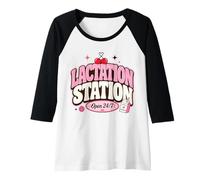 Mujer Lactation Station, Lactating Mothers Breastfeeding New Mom Camiseta Manga Raglan