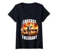 Mujer Lactose Tolerant - Funny Milk & Dairy Meme Cows Graphic Camiseta Cuello V