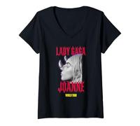 Mujer Lady Gaga - Cuernos oficiales, color negro Camiseta Cuello V