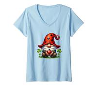 Mujer Ladybug GNOME Graphic For Women and Girls with Shamrock Camiseta Cuello V