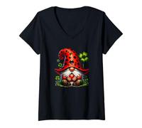 Mujer Ladybug GNOME Shamrock Graphic For Women Cute Cloverleaf Camiseta Cuello V