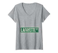 Mujer Lafayette St NYC - Letrero de calle para hombres, mujeres y niños Camiseta Cuello V