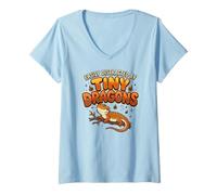 Mujer Lagarto dragón Barbudo fácilmente distraído por pequeños Dragones Camiseta Cuello V
