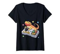 Mujer Lagarto Jugar Videojuego Reptiles Reptiles Jugadores Camiseta Cuello V