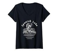 Mujer Lago de Luisiana Español Camiseta Cuello V