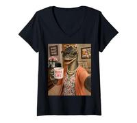 Mujer Lago Ness Monstruo Nessie Selfie Meme Humor Mamá Lindo Amor Camiseta Cuello V