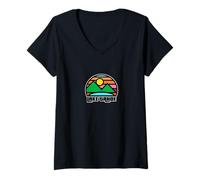 Mujer Lago Tahoe California y Nevada Recuerdo de Vacaciones Camiseta Cuello V