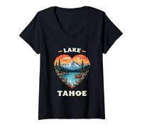 Mujer Lago Tahoe Corazón Naturaleza Montaña Escena Arte Camiseta Cuello V