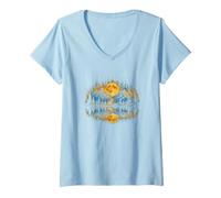 Mujer Lago Vida Montaña Iluminada por La Luna Desierto Ciervo Reflexión Natur Camiseta Cuello V