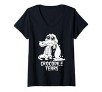 Mujer Lágrimas de cocodrilo Idioma Niños y Maestros Modismos Camiseta Cuello V