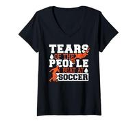 Mujer Lágrimas de la gente que golpeé en el fútbol Camiseta Cuello V