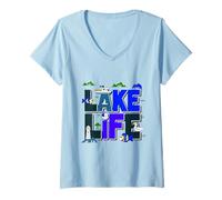 Mujer Lake Life Vibes Nuevos navegantes al aire libre Campistas y amantes de la naturaleza Camiseta Cuello V