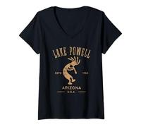 Mujer Lake Powell Arizona Dancing Kokopelli diseño Desgastado Camiseta Cuello V