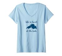 Mujer Lake Superior Life is Great at The Lake Camiseta Cuello V