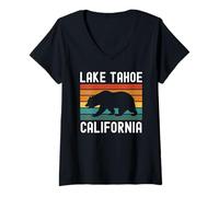 Mujer Lake Tahoe California Nevada Retro Mountain 530 775 Camping Camiseta Cuello V