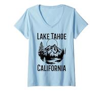 Mujer Lake Tahoe California Pride Vintage Camiseta Cuello V
