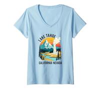 Mujer Lake Tahoe California Souvenirs Nevada Hombres Mujeres Camiseta Cuello V