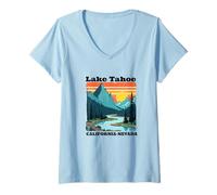 Mujer Lake Tahoe California Souvenirs Nevada Hombres Mujeres Camiseta Cuello V