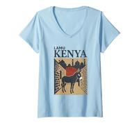 Mujer Lamu Kenia Atardecer Camiseta Cuello V