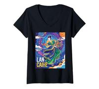 Mujer LAN Caihe - Mitología taoísta China Historia del folclore de China Camiseta Cuello V
