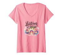 Mujer Lanterns of Hope Concientización sobre el cáncer de Mama Hombres Mujeres Camiseta Cuello V