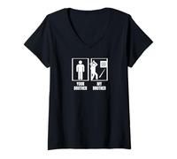 Mujer Lanzador de hachas con Texto en inglés Your Brother My Brother Camiseta Cuello V
