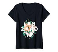 Mujer Lanzarote Diseño Floral España Naturaleza Vibes Camiseta Cuello V