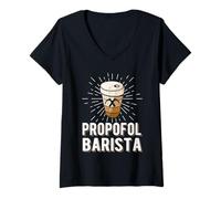 Mujer Laringoscopio y Anestesia de Cuidados Intensivos - Barista Propofol Camiseta Cuello V