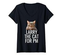 Mujer Larry The Cat For PM. Funny Tabby Cat Hombres Mujeres Adolescentes Camiseta Cuello V