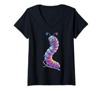 Mujer Larva Amante de los Insectos orugas, entomología, Amante de los Insectos Camiseta Cuello V