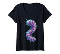 Mujer Larva Insect Larva Entomología Amante de Insectos Escarabajo Larva Camiseta Cuello V