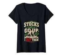 Mujer Las acciones Solo suben Divertido Comercio bursátil Camiseta Cuello V
