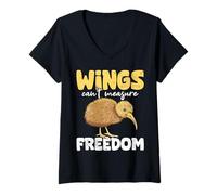 Mujer Las alas de Kiwi no Pueden medir la Libertad Kiwi Bird Camiseta Cuello V