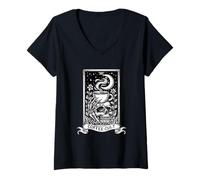 Mujer Las Cartas del Tarot del café Esqueleto Amante del café Adicto a la cafeína Camiseta Cuello V