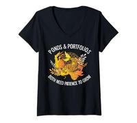 Mujer Las Carteras de estanques Necesitan Paciencia para Hacer Crecer la inversión Divertida Camiseta Cuello V