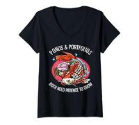 Mujer Las Carteras de estanques Necesitan Paciencia para Hacer Crecer la inversión Divertida Camiseta Cuello V